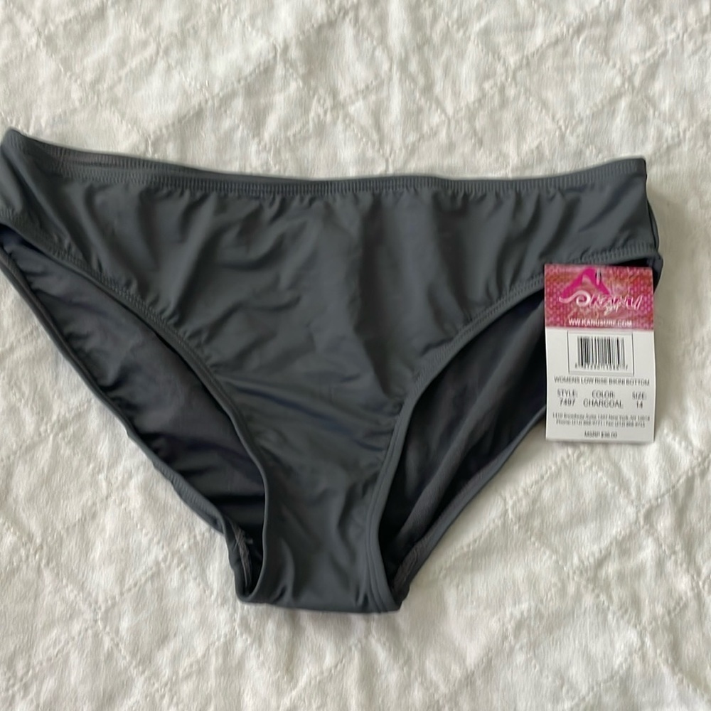 Kanu Surf Women's Bikini Swimsuit Bottoms Gray size 14 low rise A61